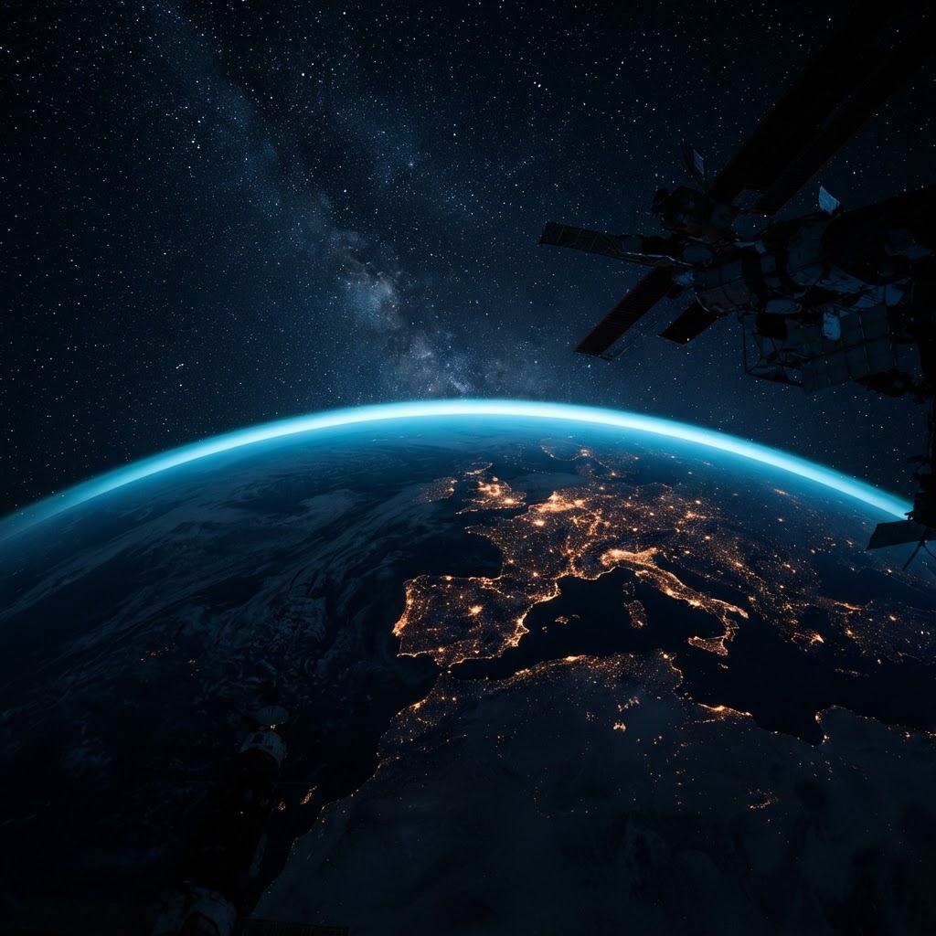 Earth from space at night
